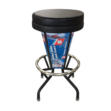 Holland Bar Stool Co Lighted U.S. Coast Guard 30" Swivel Bar Stool L500030CstGrdBlkVinyl